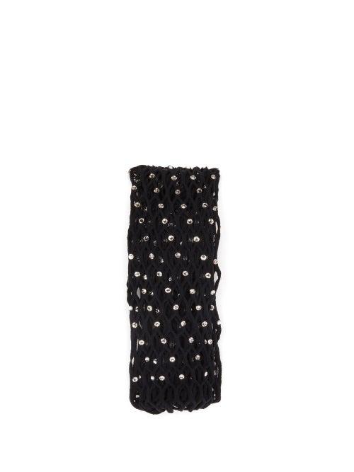 Wolford X Amina Muaddi - Crystal-embellished Fishnet Tights - Womens - Black