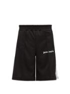 Matchesfashion.com Palm Angels - Logo Print Side Stripe Jersey Shorts - Mens - Black
