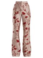 Matchesfashion.com Johanna Ortiz - Jancita High Rise Flared Brocade Trousers - Womens - Pink Red