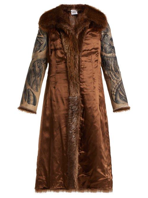 Matchesfashion.com Vetements - Inside Out Belted Fur Coat - Womens - Brown Multi