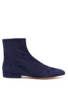 Matchesfashion.com Chlo - Laurena Scalloped Suede Ankle Boots - Womens - Navy