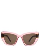 Matchesfashion.com Prada Eyewear - Winged Cat Eye Acetate Sunglasses - Womens - Pink