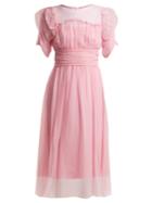 No. 21 Gathered-sleeve Silk-chiffon Dress