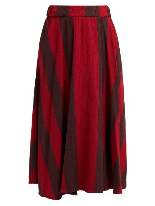 Matchesfashion.com Ace & Jig - Eileen Striped Cotton Midi Skirt - Womens - Red Multi