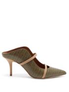 Matchesfashion.com Malone Souliers - Maureen Crocodile-effect Leather Mules - Womens - Khaki