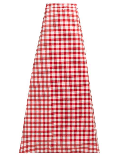 Matchesfashion.com Vetements - Tablecloth Check Coated Cotton Maxi Skirt - Womens - Red Multi