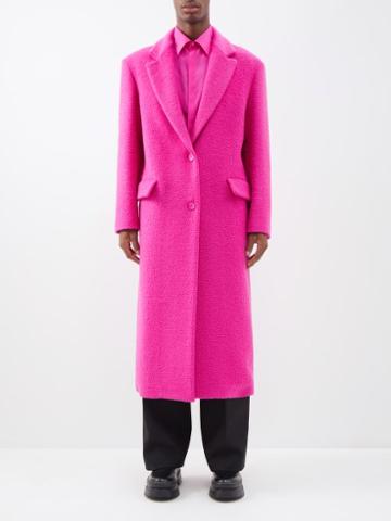 Valentino - Single-breasted Wool-blend Overcoat - Mens - Bright Pink