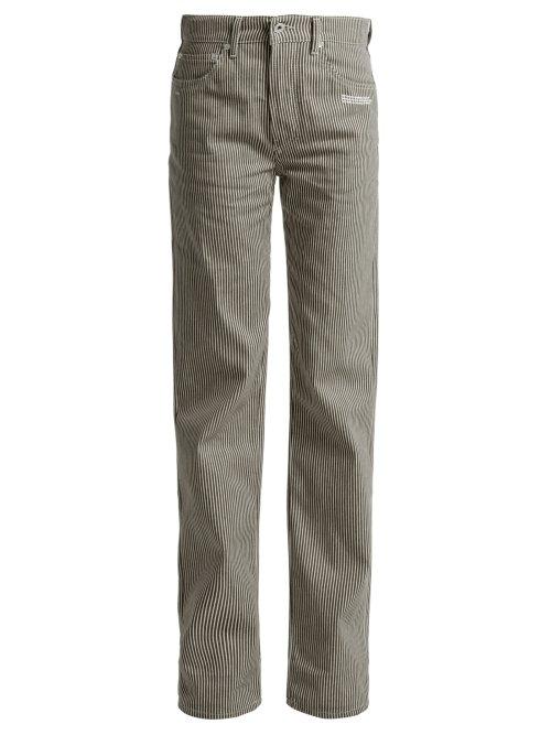 Matchesfashion.com Off-white - Striped High Rise Straight Leg Jeans - Womens - Blue Stripe