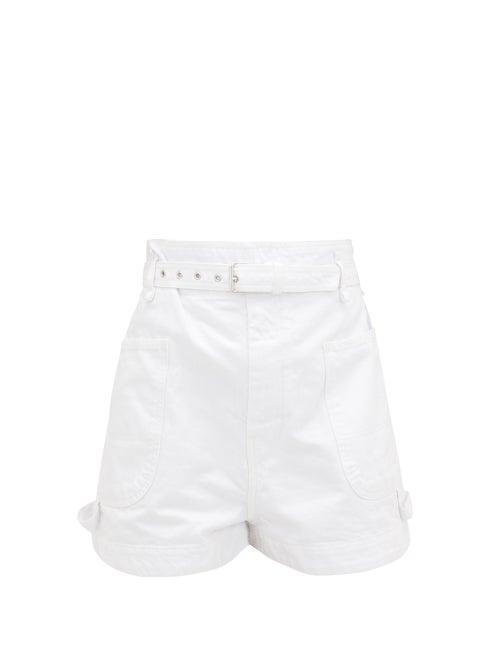 Matchesfashion.com Isabel Marant - Ike Paperbag-waist Denim Shorts - Womens - White