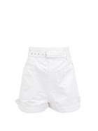 Matchesfashion.com Isabel Marant - Ike Paperbag-waist Denim Shorts - Womens - White