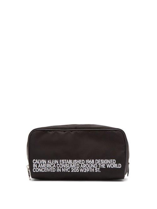 Matchesfashion.com Calvin Klein 205w39nyc - Embroidered Wash Bag - Mens - Black White
