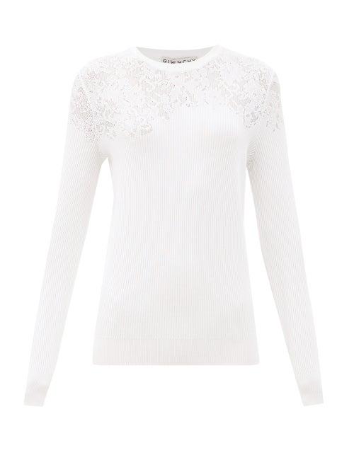 Matchesfashion.com Givenchy - Floral-pointelle Rib-knitted Sweater - Womens - White