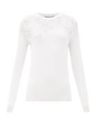 Matchesfashion.com Givenchy - Floral-pointelle Rib-knitted Sweater - Womens - White