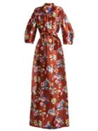 Delpozo Notch-lapel Floral-print Silk Gown