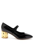 Matchesfashion.com Salvatore Ferragamo - Ortensia Column Heel Patent Leather Pumps - Womens - Black