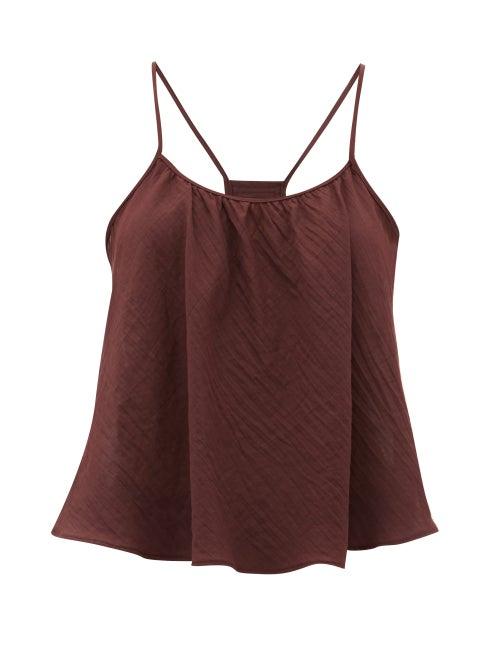 Matchesfashion.com Loup Charmant - Scoop Neck Cotton Cami Top - Womens - Dark Purple