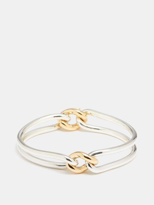 Maor - Unity Sterling Silver & 18kt Gold Bracelet - Mens - Silver Gold