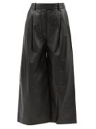Altuzarra - Timo Pleat-front Wide-leg Leather Culottes - Womens - Black