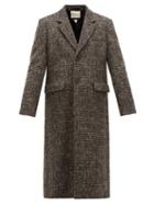 Matchesfashion.com Rochas - Single Breasted Checked Wool Blend Coat - Mens - Black