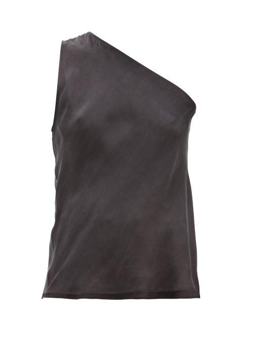 Matchesfashion.com Worme - The One Shoulder Silk Tank Top - Womens - Black