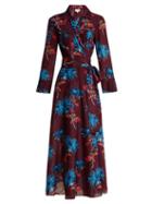Matchesfashion.com Diane Von Furstenberg - Hewes Print Cotton And Silk Blend Wrap Dress - Womens - Burgundy Multi