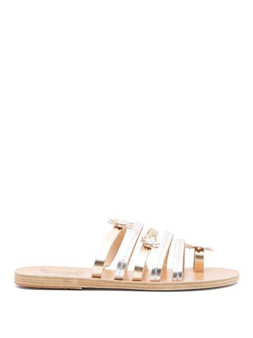 Matchesfashion.com Ancient Greek Sandals - X Fabrizio Viti Victoria Leather Sandals - Womens - Silver Gold