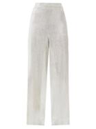 Matchesfashion.com The Vampire's Wife - The Penitent High-rise Wool-blend Lam Trousers - Womens - Silver