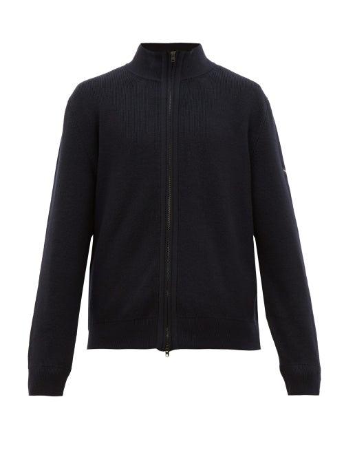 Matchesfashion.com Cobra S.c. - Logo Patch Zipped Wool Cardigan - Mens - Navy