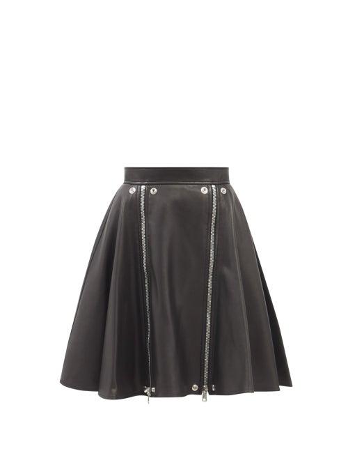 Alexander Mcqueen - Zipped Leather Suit Skirt - Womens - Black