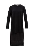 Matchesfashion.com No. 21 - Lace Trimmed Layered Wool & Satin Sweater Dress - Womens - Black