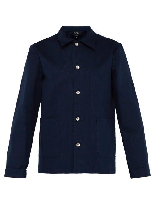 Matchesfashion.com A.p.c. - Patch Pocket Cotton Blend Jacket - Mens - Dark Blue