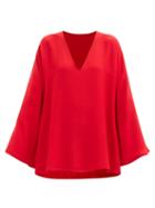 Matchesfashion.com Valentino - Flared-sleeve Cady Blouse - Womens - Red