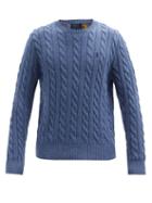 Matchesfashion.com Polo Ralph Lauren - Logo-embroidered Cable-knit Cotton Sweater - Mens - Light Blue