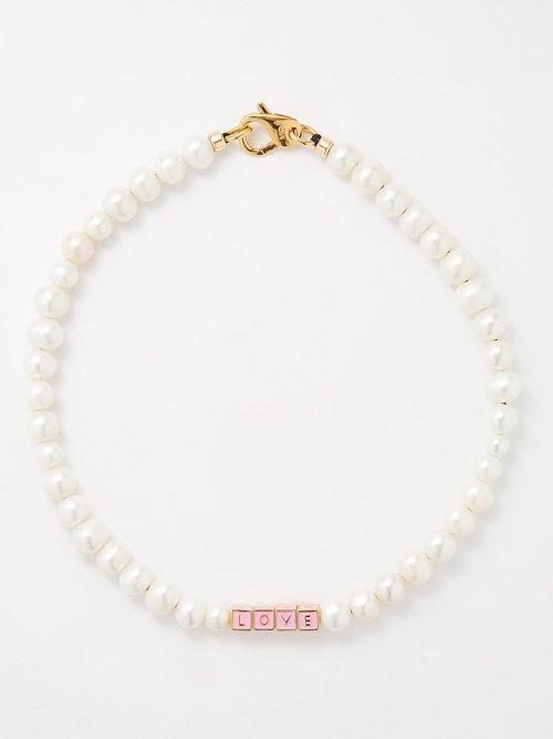 Joolz By Martha Calvo - Say Something Pearl & 14kt Gold-plated Necklace - Womens - Pink White