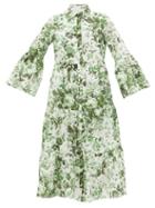 Erdem - Isbel Floral Cotton-blend Shirt Dress - Womens - Green Print