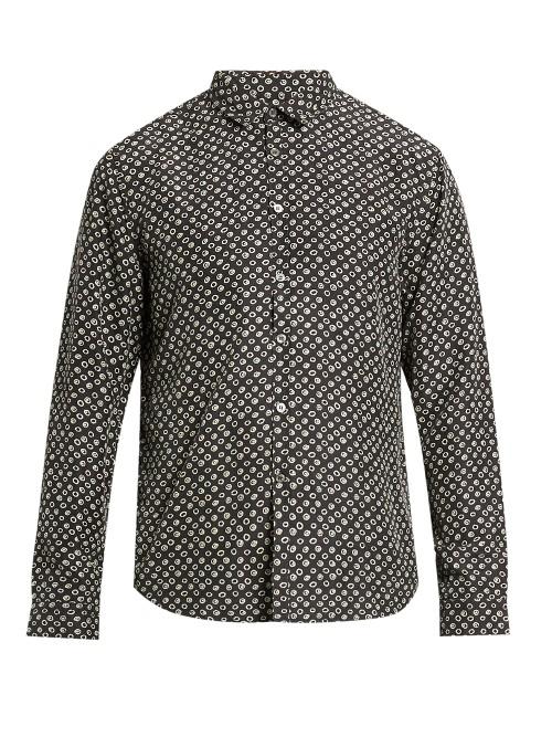 John Varvatos Swirl-print Sandwashed-silk Shirt