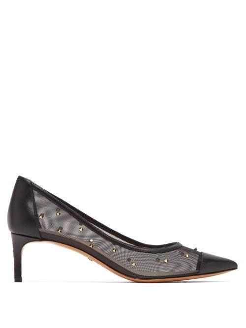 Matchesfashion.com Valentino - Shining Rockstud Embellished Mesh Pumps - Womens - Black