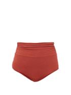 Matchesfashion.com Dodo Bar Or - Salina High-rise Ruched Bikini Bottoms - Womens - Dark Red