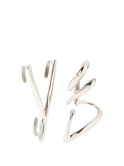 Matchesfashion.com Alexander Mcqueen - Sculpted Mismatched Earrings - Womens - Silver Gold