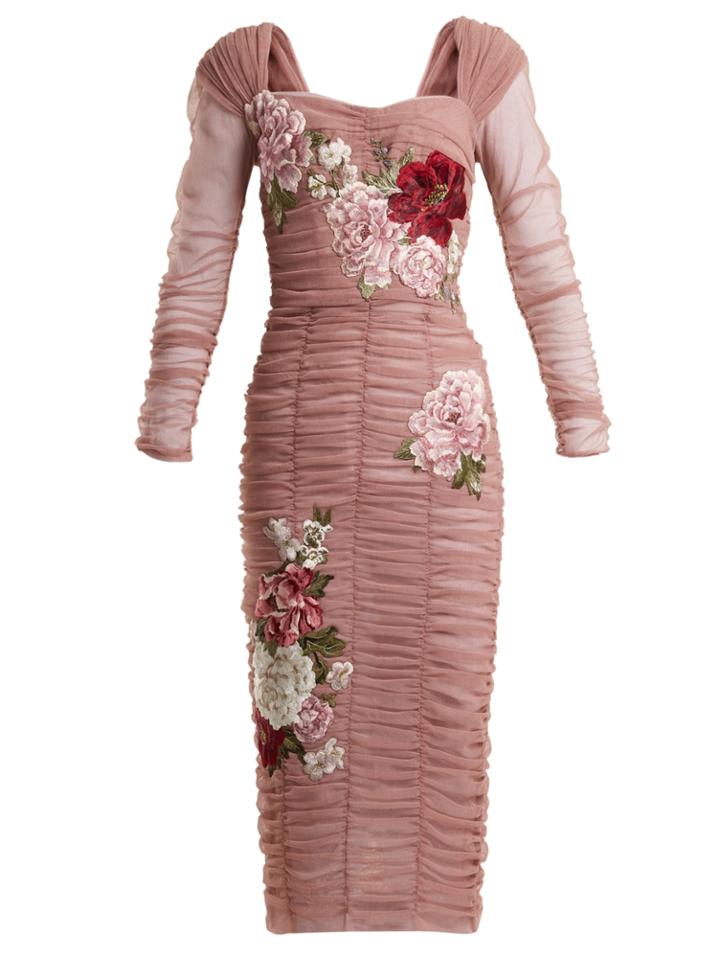 Dolce & Gabbana Floral-embroidered Stretch-cotton Tulle Dress
