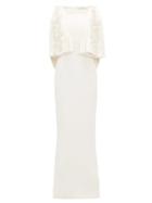 Matchesfashion.com Emilia Wickstead - Hermione Embellished Cape Cloqu Gown - Womens - White