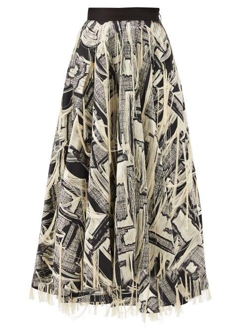 Matchesfashion.com Roksanda - Violeta High-rise Fil-coup Midi Skirt - Womens - Black Multi