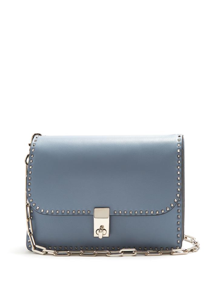 Valentino Stud Stitching Leather Cross-body Bag