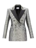 Matchesfashion.com Racil - Double-breasted Moire-lam Jacket - Womens - Silver