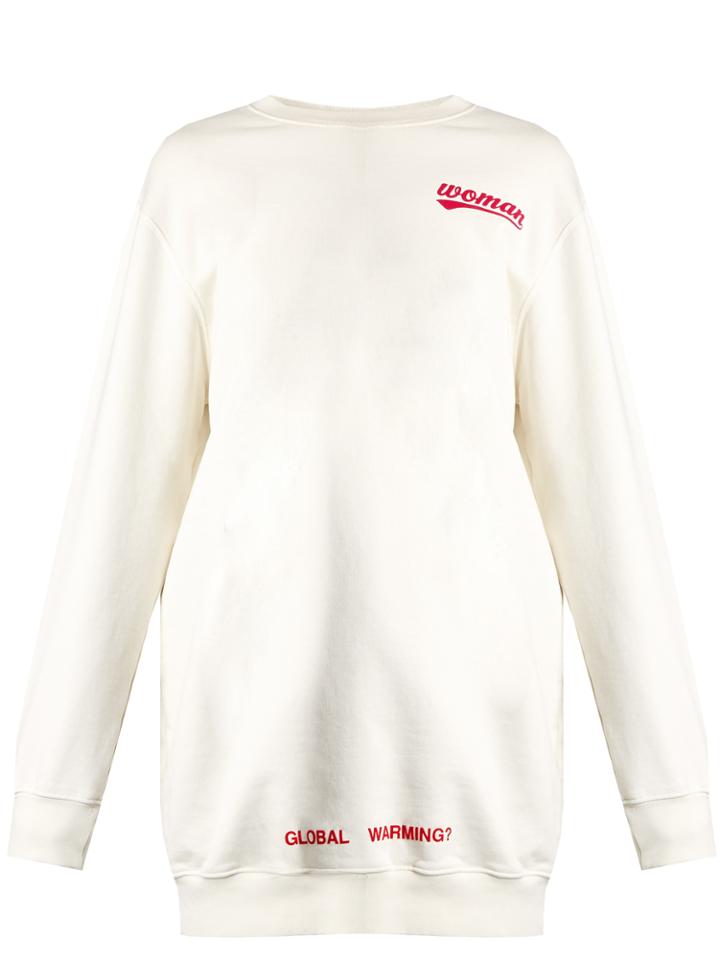 Off-white Round-neck Rose-print Sweatshirt Dress