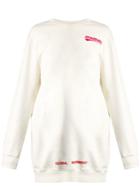 Off-white Round-neck Rose-print Sweatshirt Dress