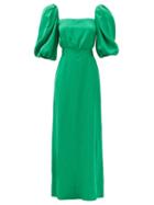 Matchesfashion.com Johanna Ortiz - Thread Of Thought Frond-jacquard Crepe Dress - Womens - Green