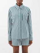 The Frankie Shop - Lui Patch-pocket Striped Cotton-poplin Shirt - Womens - Green White