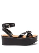 Ladies Shoes Loewe - Gate Leather Flatform Sandals - Womens - Black