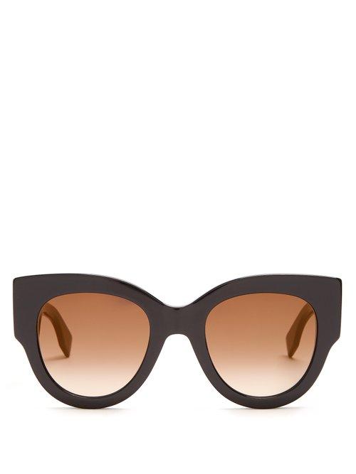 Matchesfashion.com Fendi - Cat Eye Acetate Sunglasses - Womens - Black